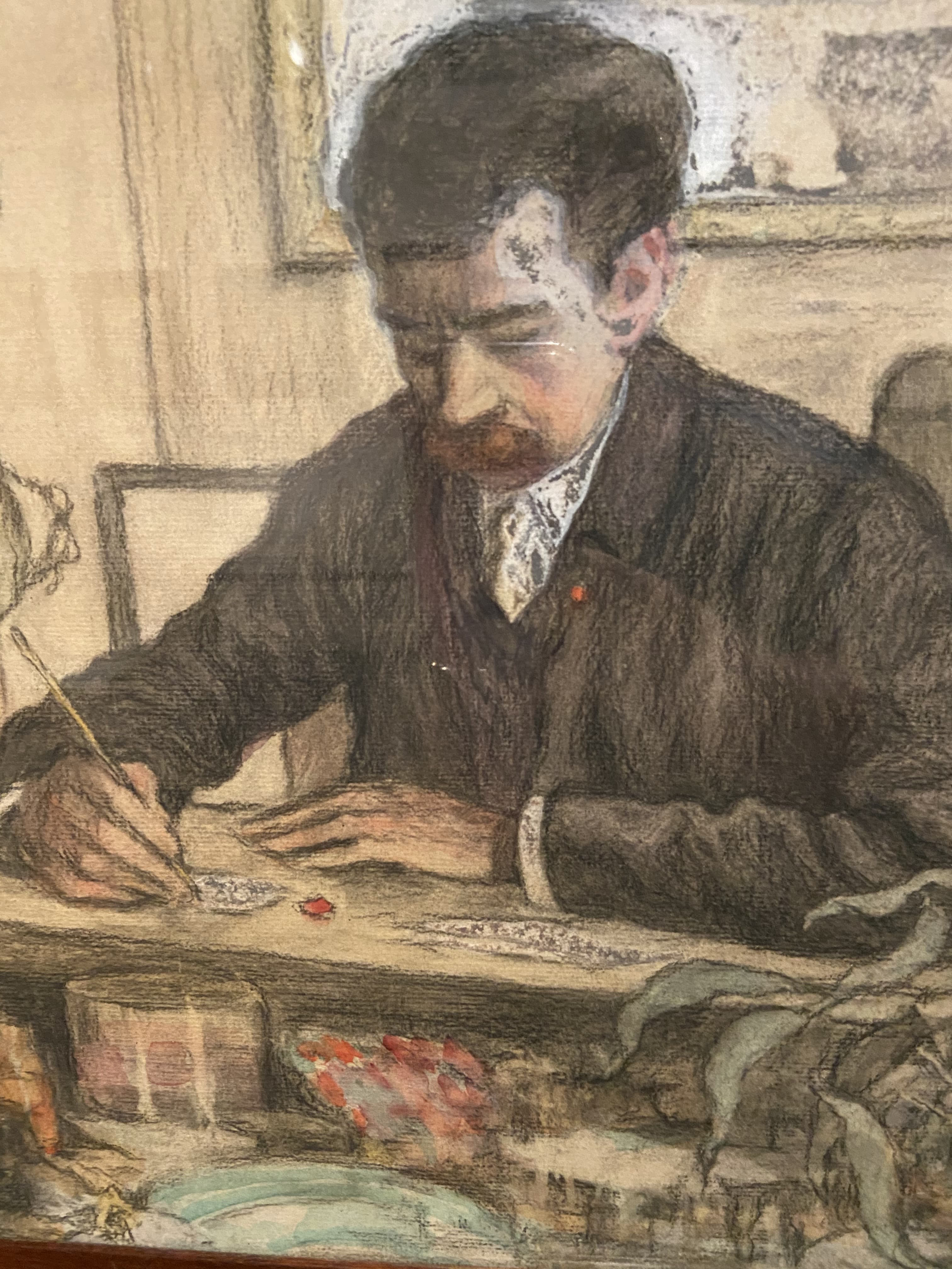 Detail van portret van René Lalique aan het werk Kennisbank Zilver.nl